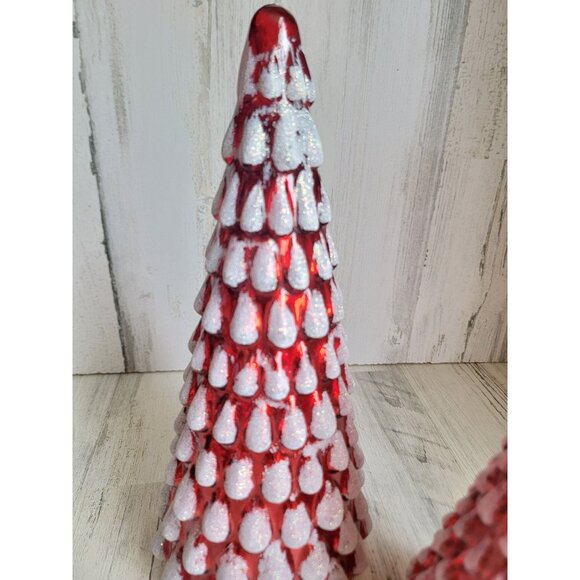 Diamond star Glitter red blown glass tree Xmas home decor set unique - Picture 4 of 8